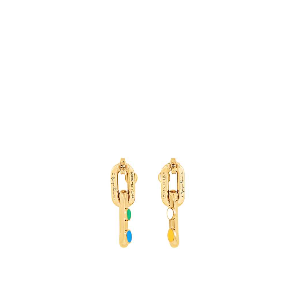 18K Louis Vuitton x YK LV Edge Painted Dots Earrings