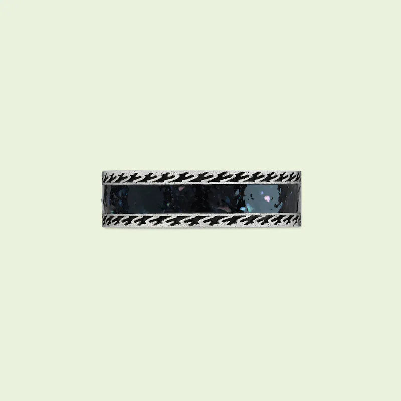 Double Gucci Interlocking Gucci Black Enamel Ring