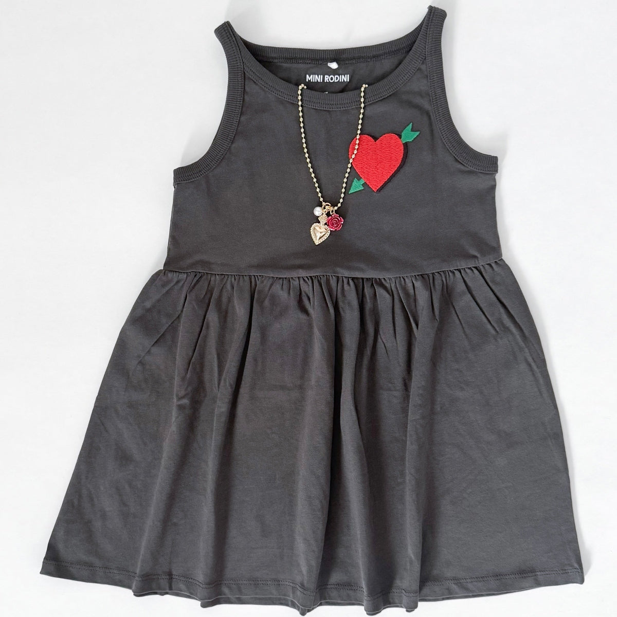 Rose Heart Pearl Charm Necklace