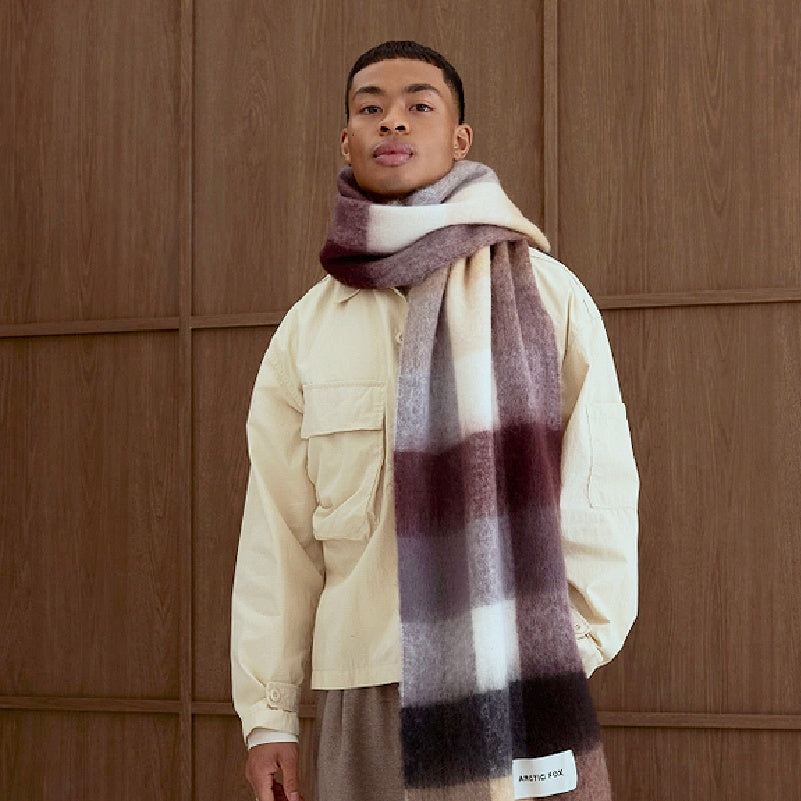 Purple & Brown Check Reykjavik Scarf