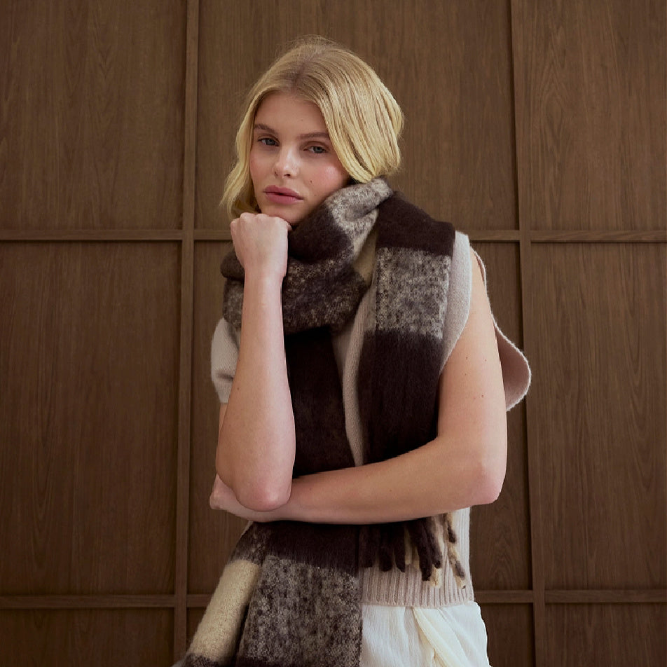 Brown Check Reykjavik Scarf