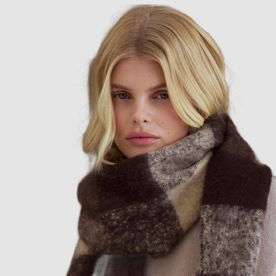 Brown Check Reykjavik Scarf