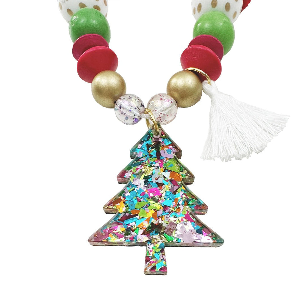 Christmas Glitter Tree Necklace