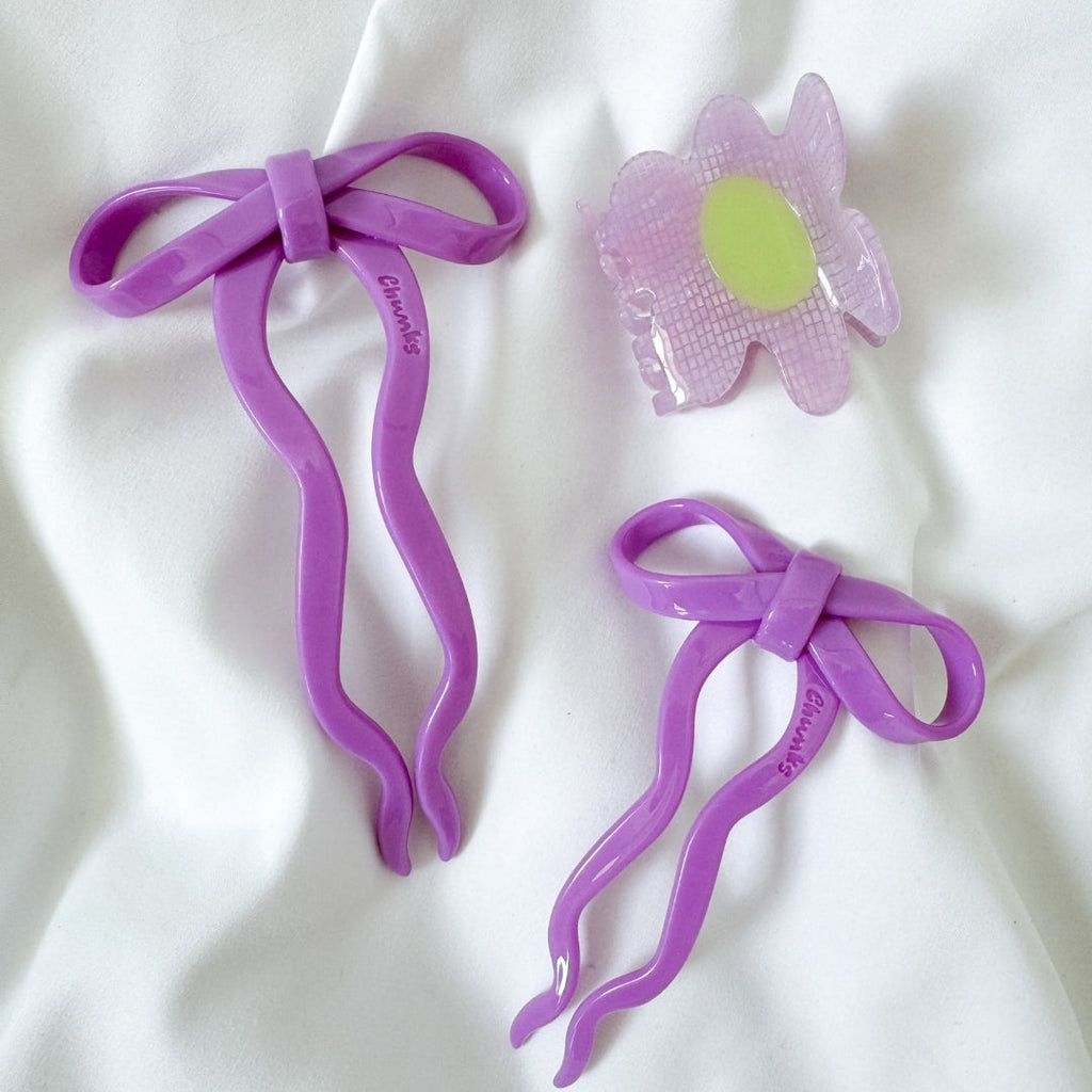Bow Hairpin - Purple