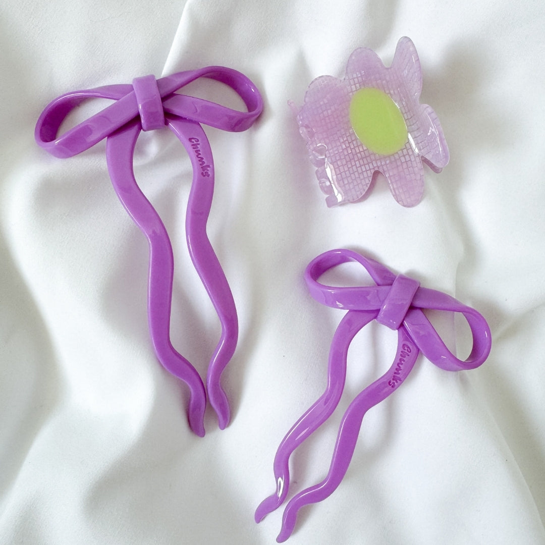 Bow Hairpin - Purple