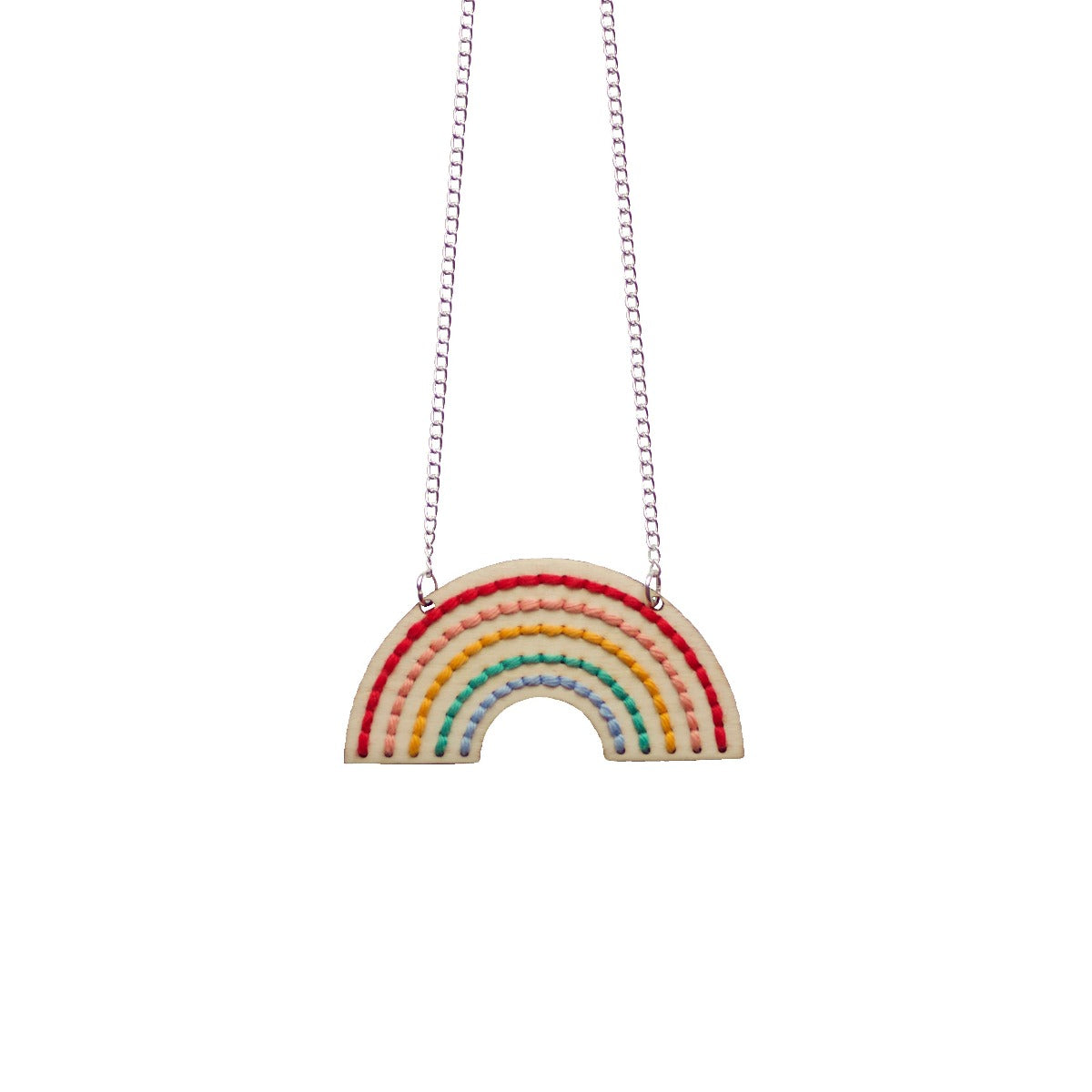 Rainbow Embroidery Wooden Necklace Kit