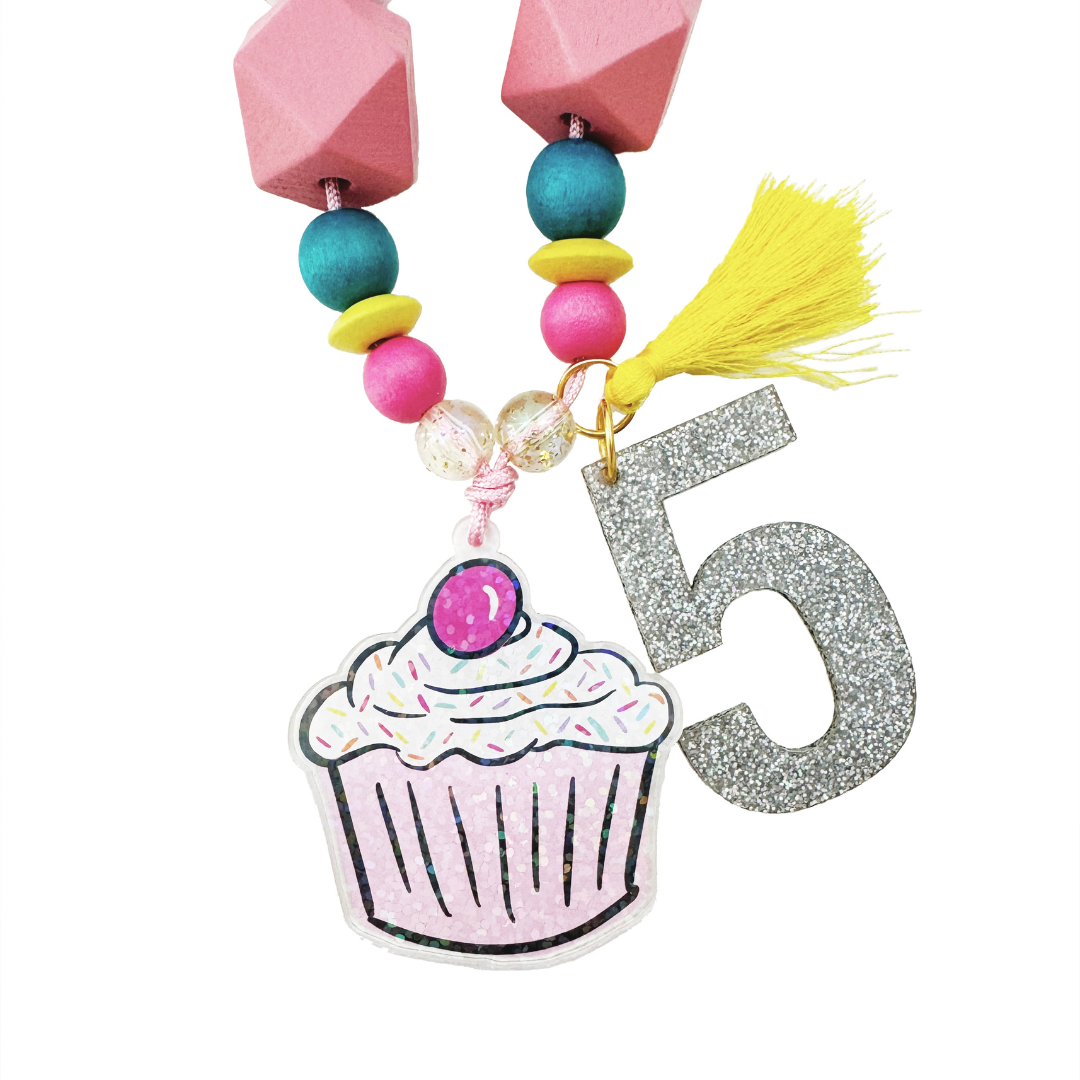 5th Birthday Cupcake Necklace