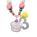 3rd Birthday Cupcake Necklace