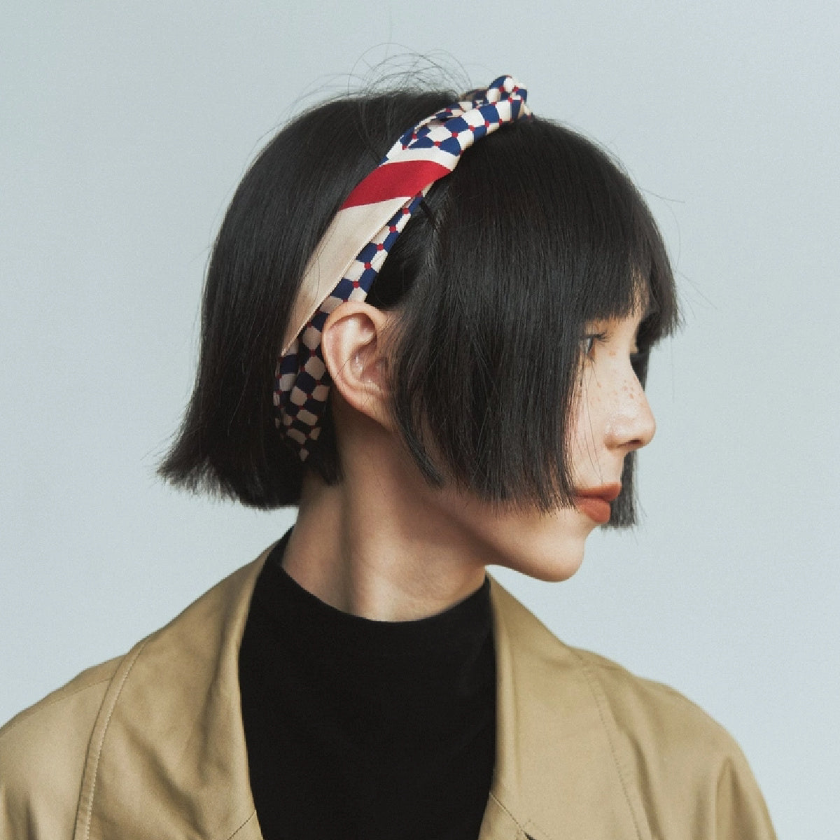 Silk Scarf Checkerboard Blue