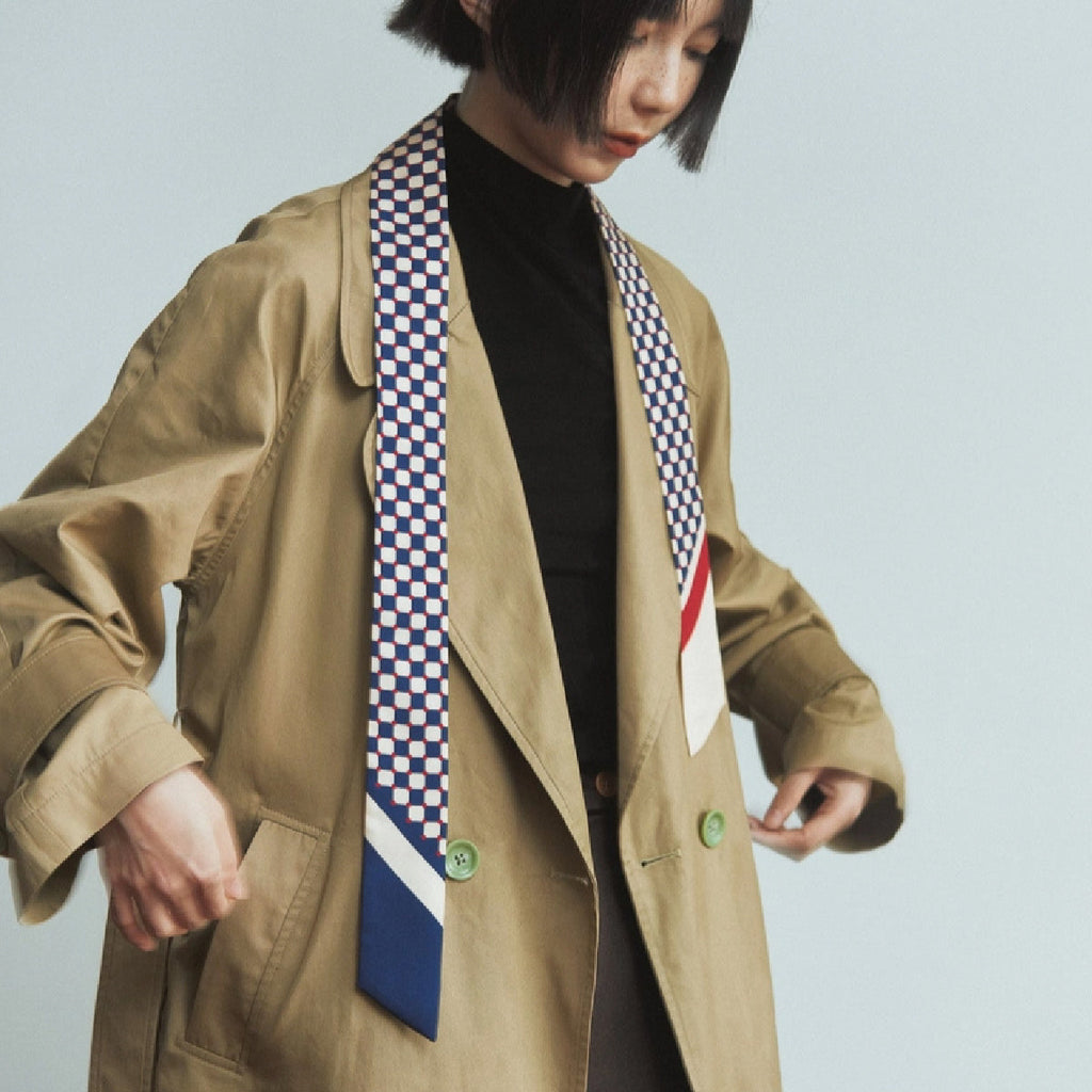 Silk Scarf Checkerboard Blue