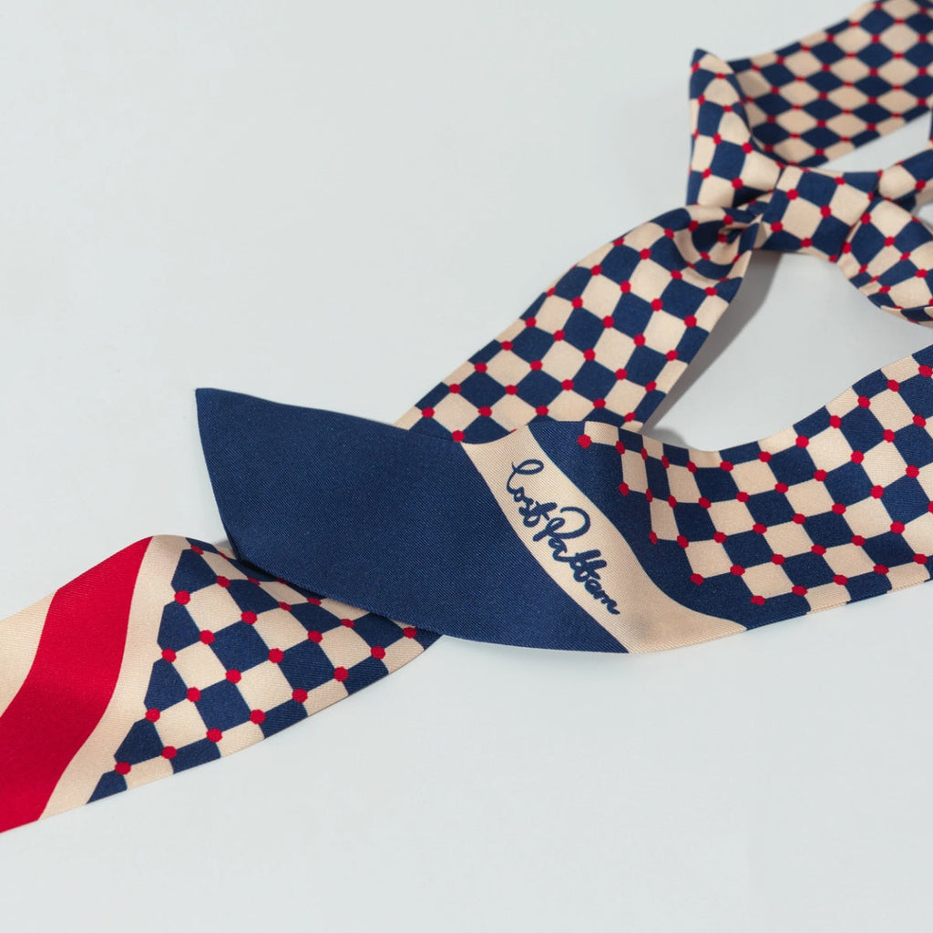 Silk Scarf Checkerboard Blue