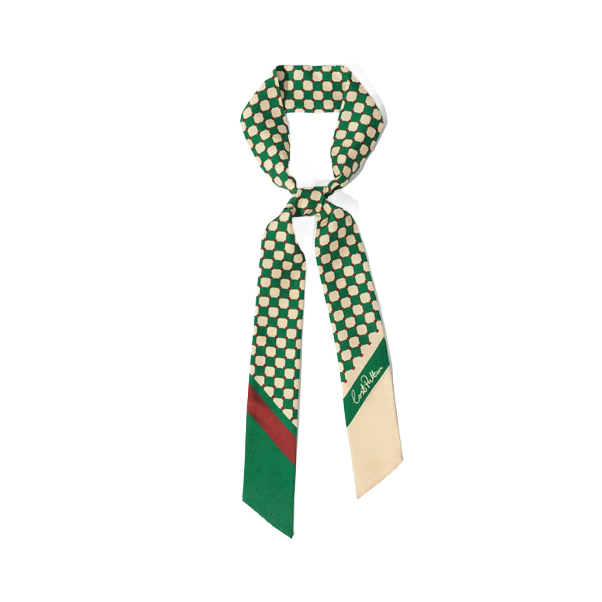 Silk Scarf Checkerboard Green