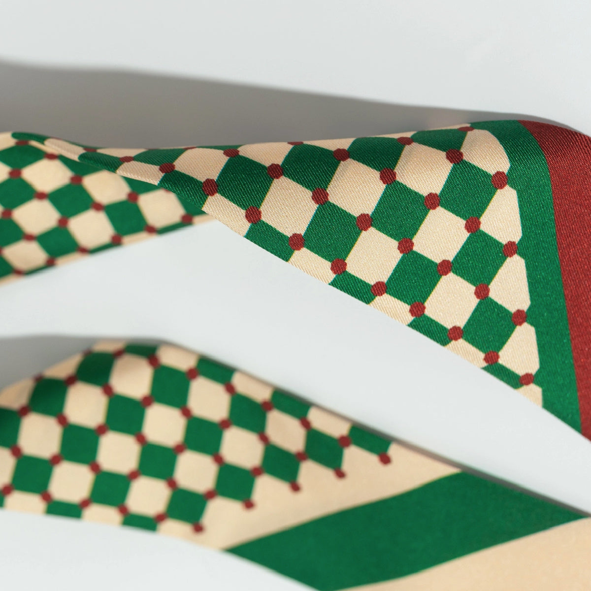 Silk Scarf Checkerboard Green