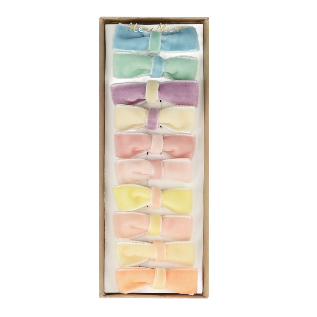 Velvet Mini Bow Hair Clip Set