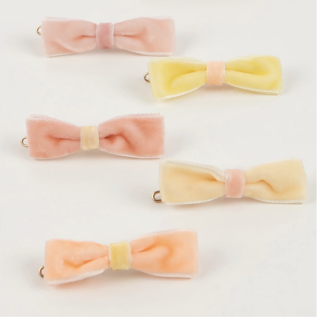 Velvet Mini Bow Hair Clip Set
