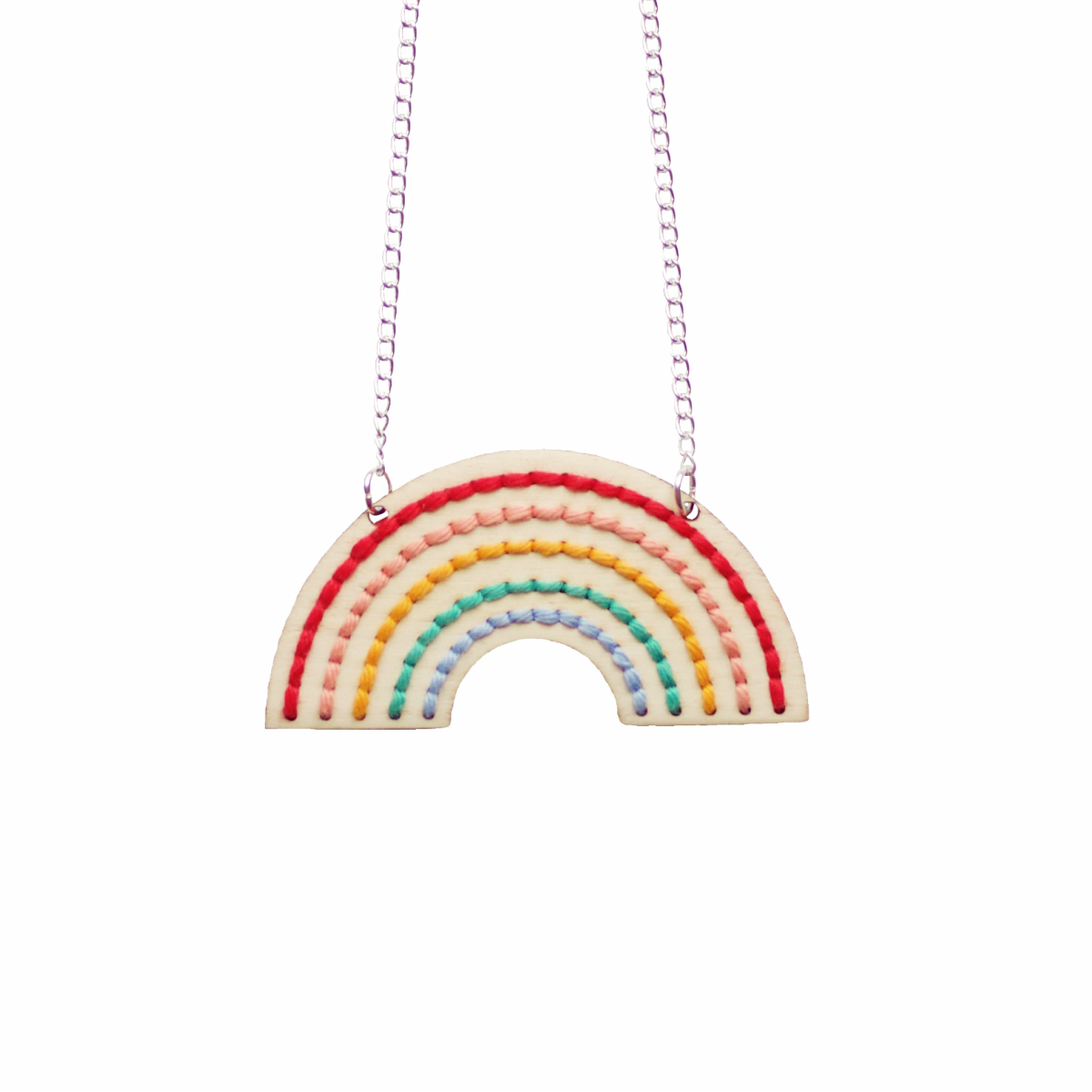 Rainbow Embroidery Wooden Necklace Kit