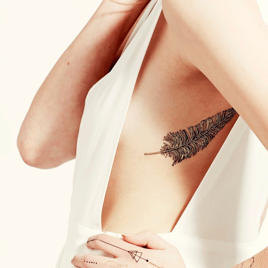 Metallic Feathers Tattoo Set