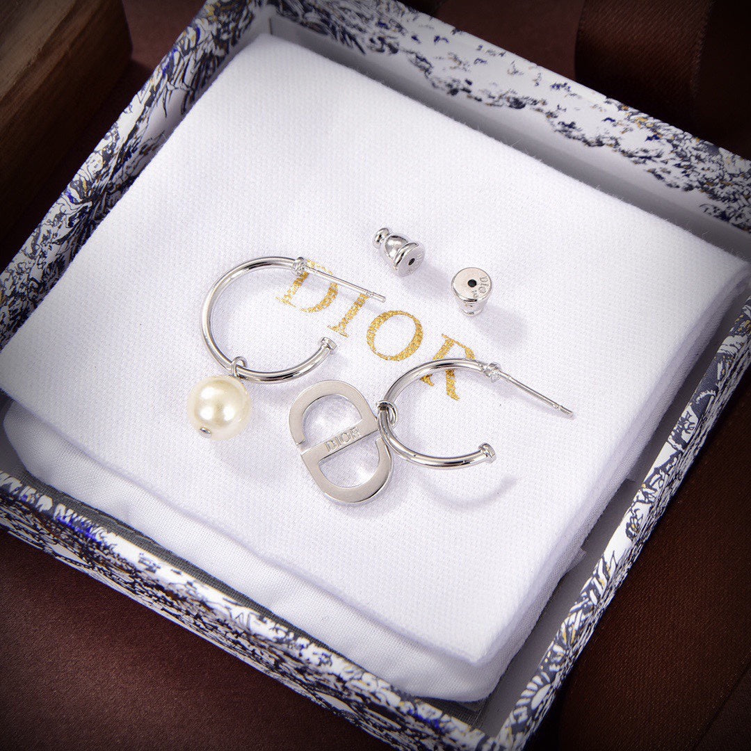 18K Petit Dior Pearl Earrings